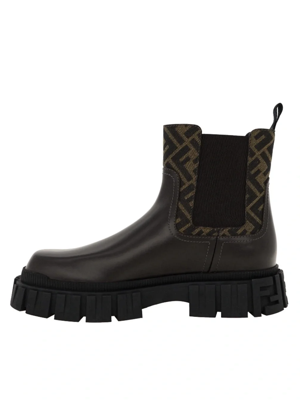 Fendi Force Ankle Chelsea Boots FF Panels Brown Leather Size 9 New